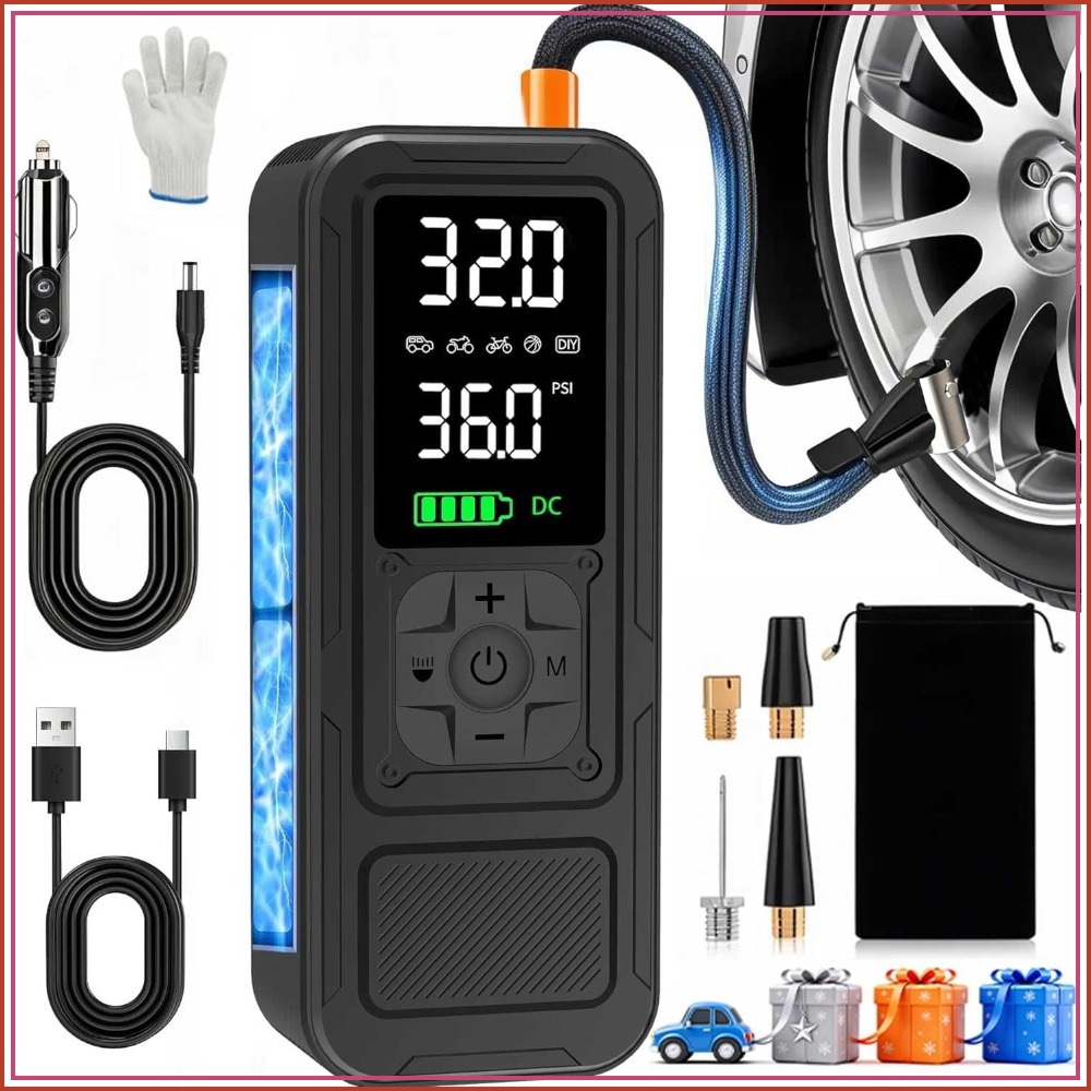 Air Compressor - 6000mAh Cordless Tire Inflator, 150PSI Air